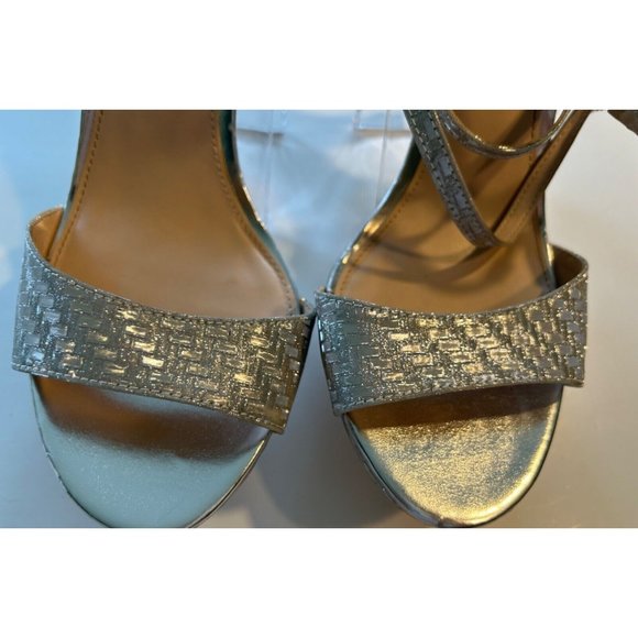 Women's I Miller Size 10M Silver Strappy Glittery Heels Adjustable Strap 4" Heel - Picture 4 of 7